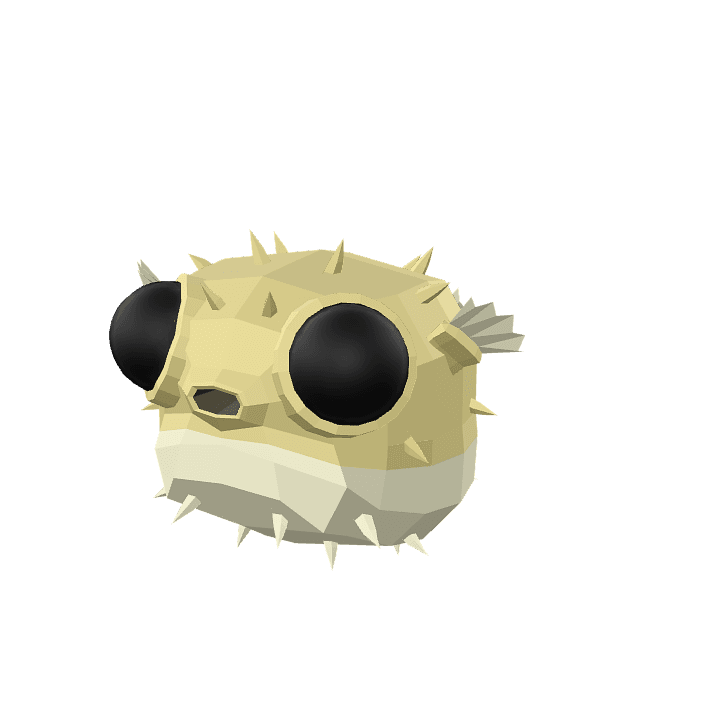 Puffer-fish, Fish, Green 3D model. Free for use. - Image 1