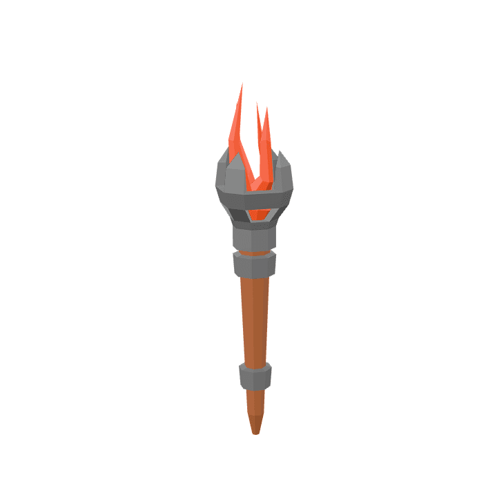 Torch, Fire, Hand-held 3D model. Free for use. - Image 1