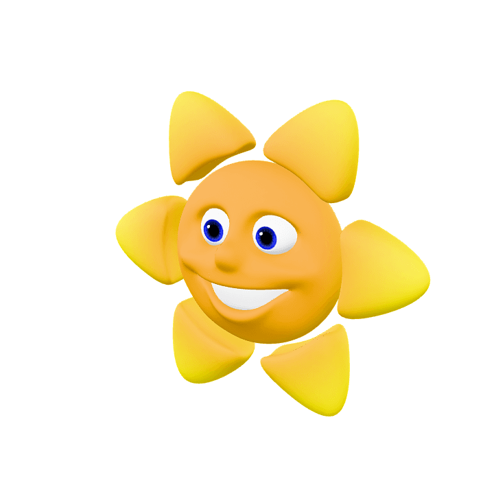 Sun, Fun, Cartoon 3D model. Free for use. - Image 1