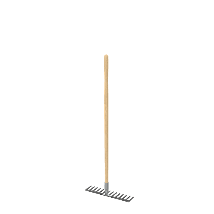 Garden rake, Hand rake, Landscaping tool 3D model. Free for use. - Image 1