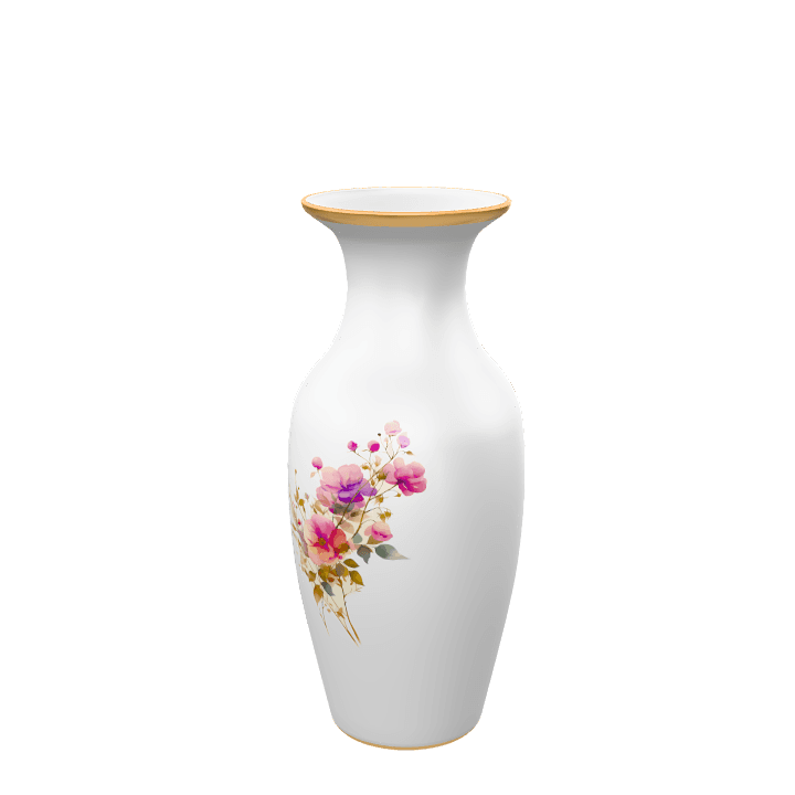 Vase, Porcelain, Floral 3D model. Free for use. - Image 1