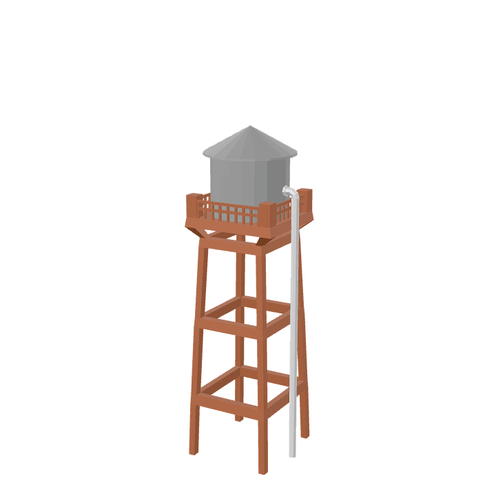 Water-tower, Tower, Red 3D model. Free for use. - Image 1