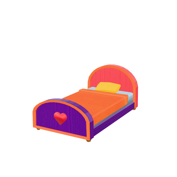 Children bed, Wooden bed, Bedroom 3D model. Free for use. - Image 1