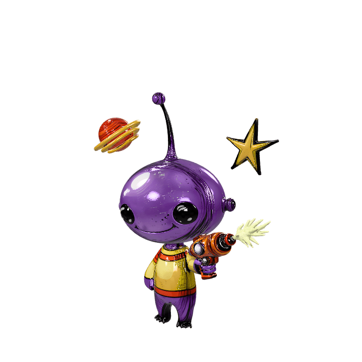 Alien character, Cartoon alien, Cute alien 3D model. Free for use. - Image 1