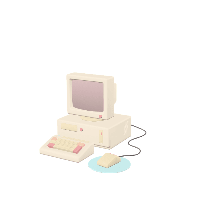 Retro computer, Vintage pc, 3d model 3D model. Free for use. - Image 1