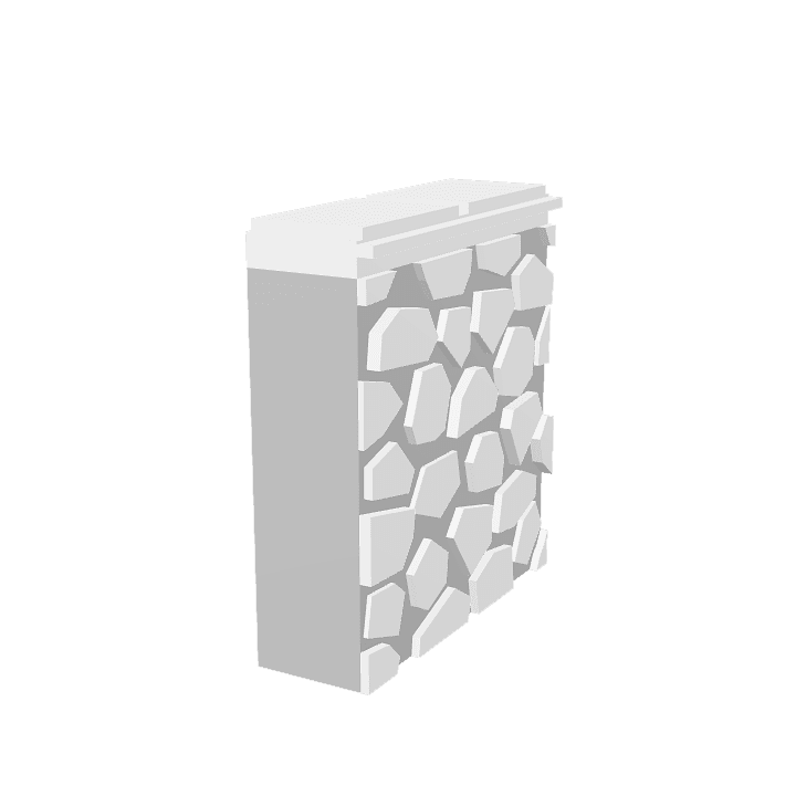 Modular-stone-wall, Top, Stone-wall 3D model. Free for use. - Image 1