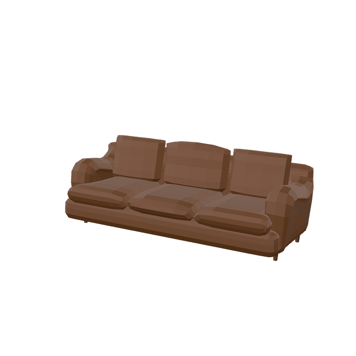 Sofa, Couch, Brown 3D model. Free for use. - Image 1