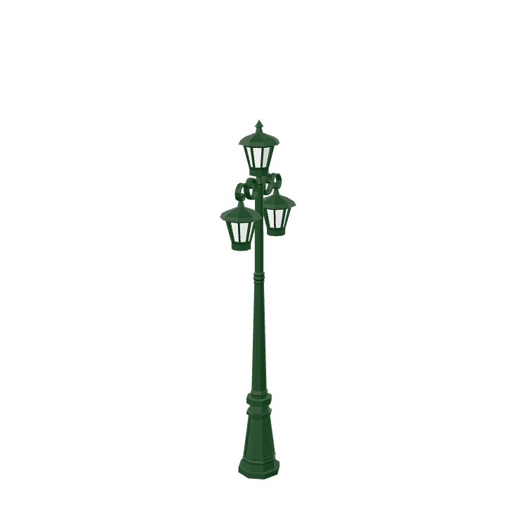 Streetlight, Triple-light, Black 3D model. Free for use. - Image 1
