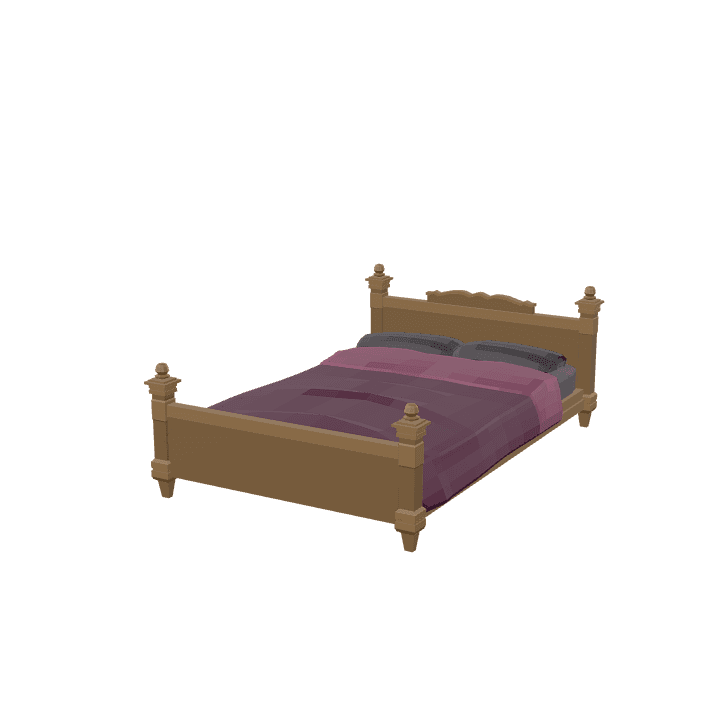 Double-bed, Bed, Furniture 3D model. Free for use. - Image 1