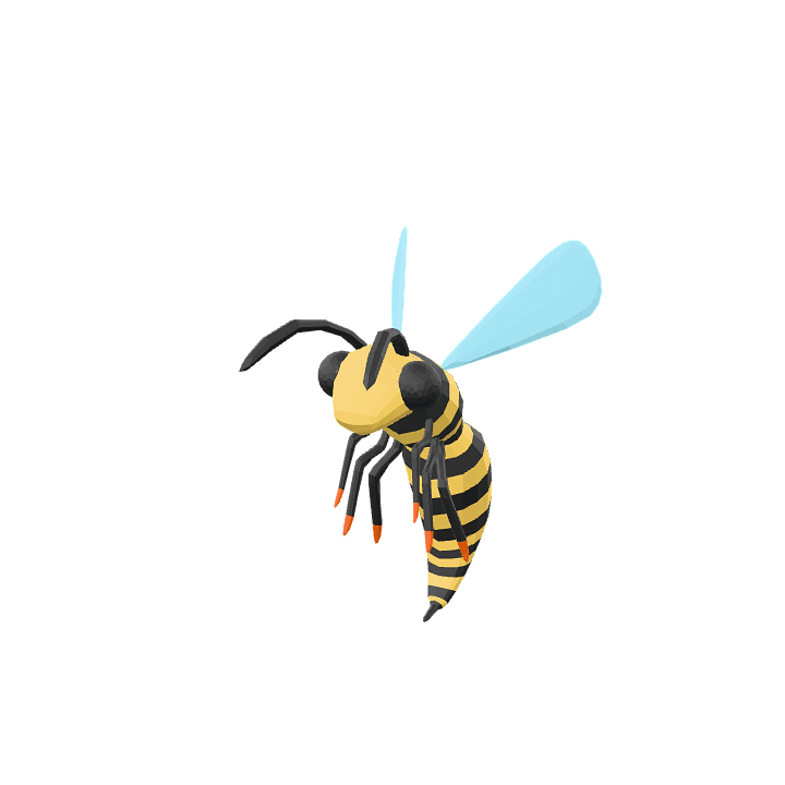 Wasp, Insect, Yellow 3D model. Free for use. - Image 1