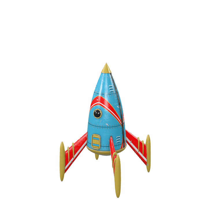 Rocket ship, Retro rocket, Space vehicle 3D model. Free for use. - Image 1
