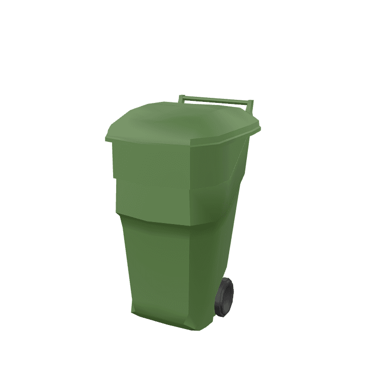 Trashcan, Dustbin, Green 3D model. Free for use. - Image 1