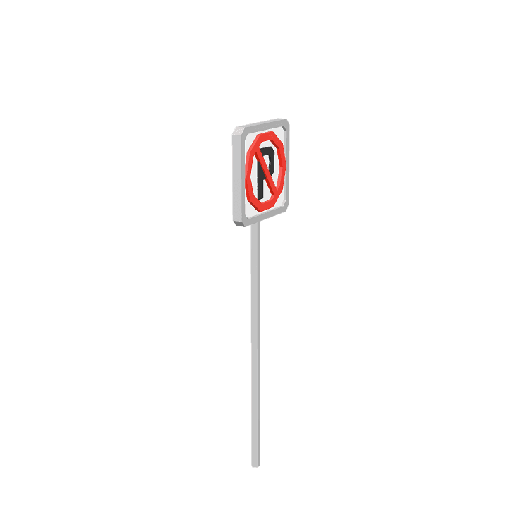 No-parking-sign, Sign, Red 3D model. Free for use. - Image 1