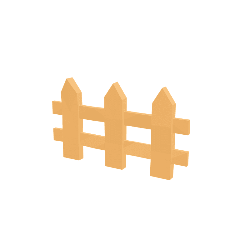 Fence, Low poly, Wood 3D model. Free for use. - Image 1