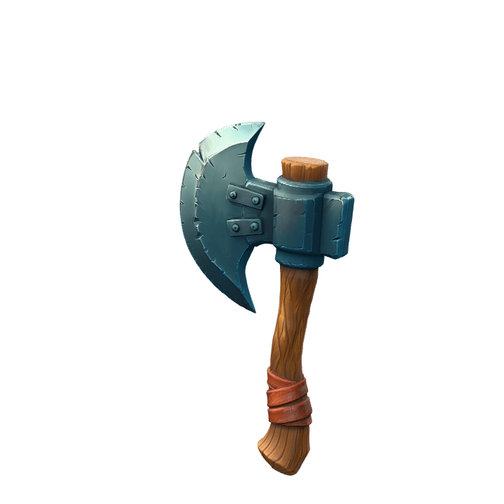 Fantasy battle axe, Medieval weapon 3d, Stylized axe 3d 3D model. Free for use. - Image 1