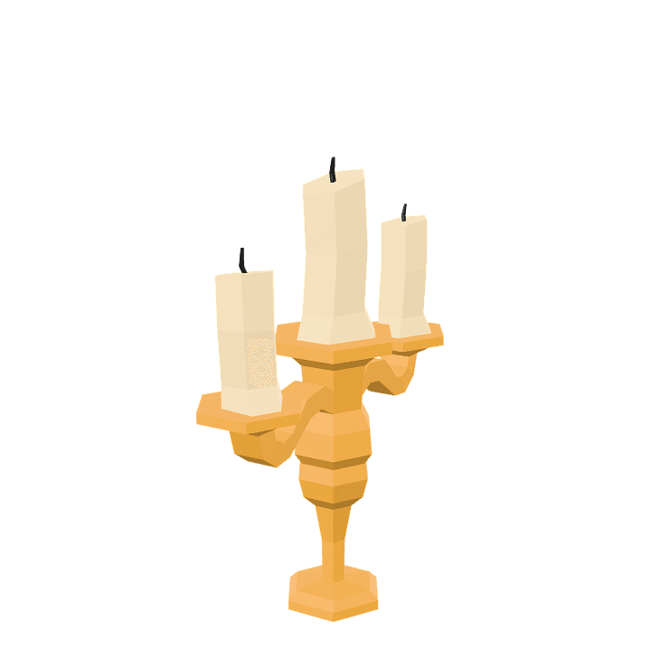 Candelabrum, Candle-holder, Gold 3D model. Free for use. - Image 1