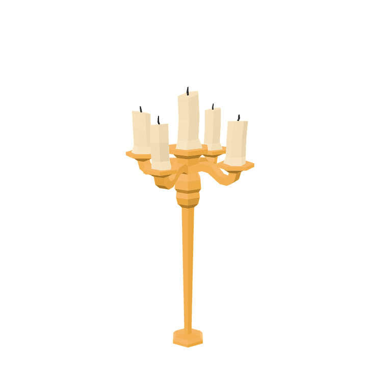 Candelabrum, Candle-holder, Gold 3D model. Free for use. - Image 1