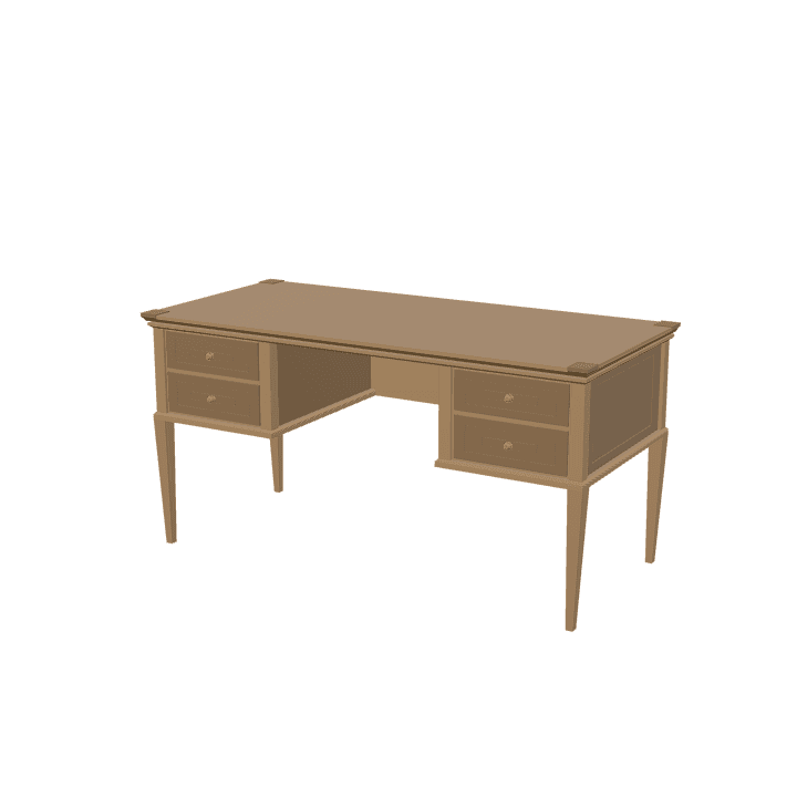 Desk, Wood, Brown 3D model. Free for use. - Image 1