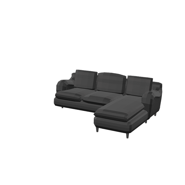 Sofa, Couch, Brown 3D model. Free for use. - Image 1
