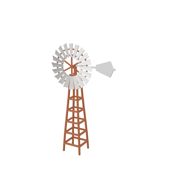 Windmill, Brown, White 3D model. Free for use. - Image 1