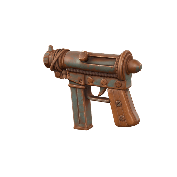 Steampunk pistol 3d, Retro sci fi gun, Fantasy firearm 3d 3D model. Free for use.