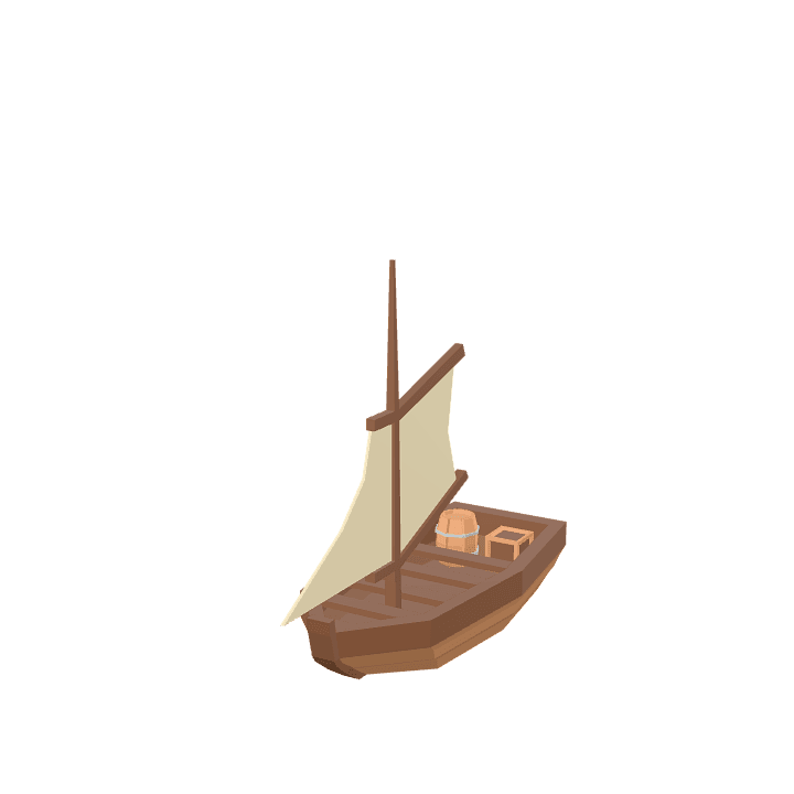 Boat-with-sail, Sailboat, Wooden-boat 3D model. Free for use. - Image 1