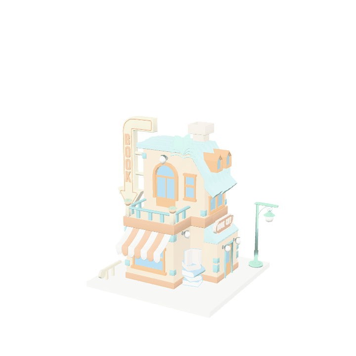 Bookstore, Building, Cartoon 3D model. Free for use. - Image 1