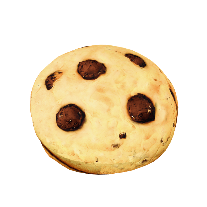 Cookie, Chocolate-chip, Dessert 3D model. Free for use.