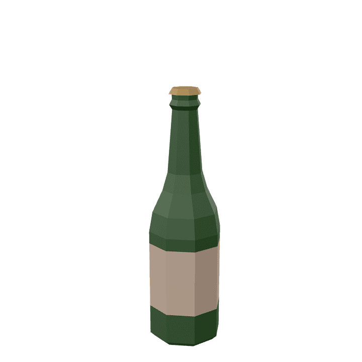 Bottle, Glass, Green 3D model. Free for use. - Image 1