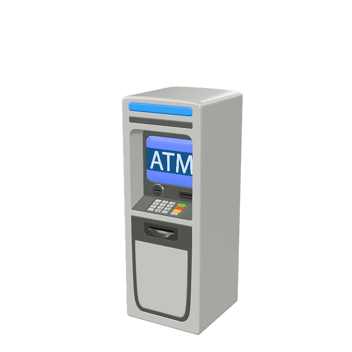 Atm machine, Automated teller machine, Cash withdrawal 3D model. Free for use.