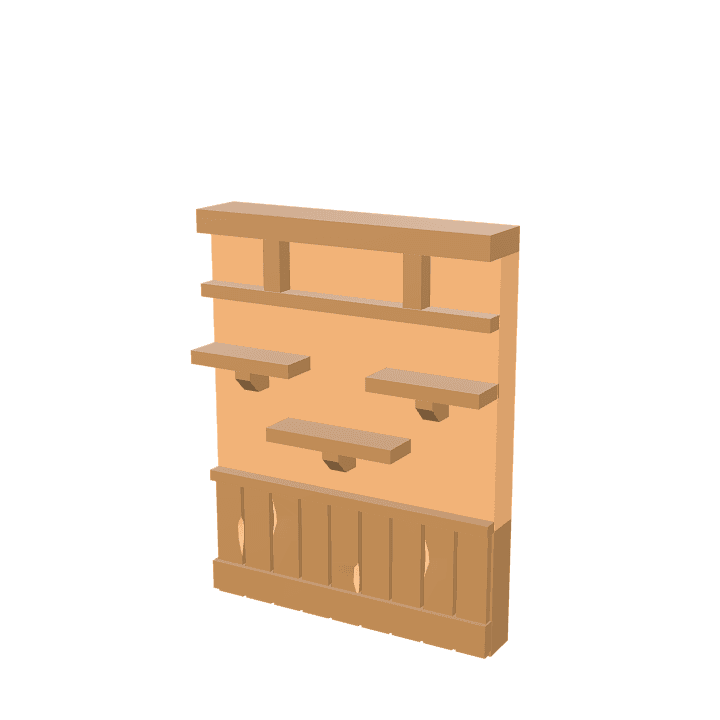 Wall-with-shelves, Wall, Wood 3D model. Free for use. - Image 1