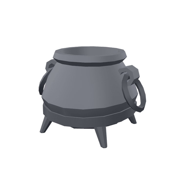 Cauldron, Pot, Black 3D model. Free for use. - Image 1