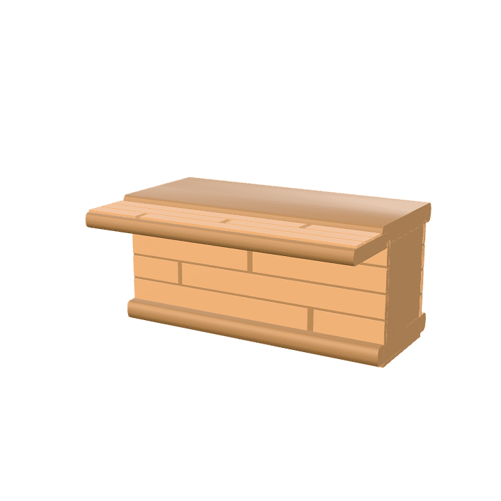 Straight-counter, Counter, Kitchen 3D model. Free for use. - Image 1