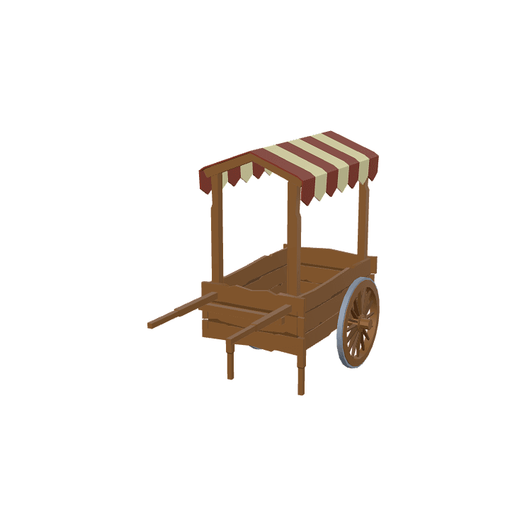 Cart, Wagon, Wood 3D model. Free for use. - Image 1
