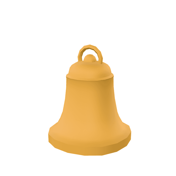 Bell, Gold, Metal 3D model. Free for use. - Image 1