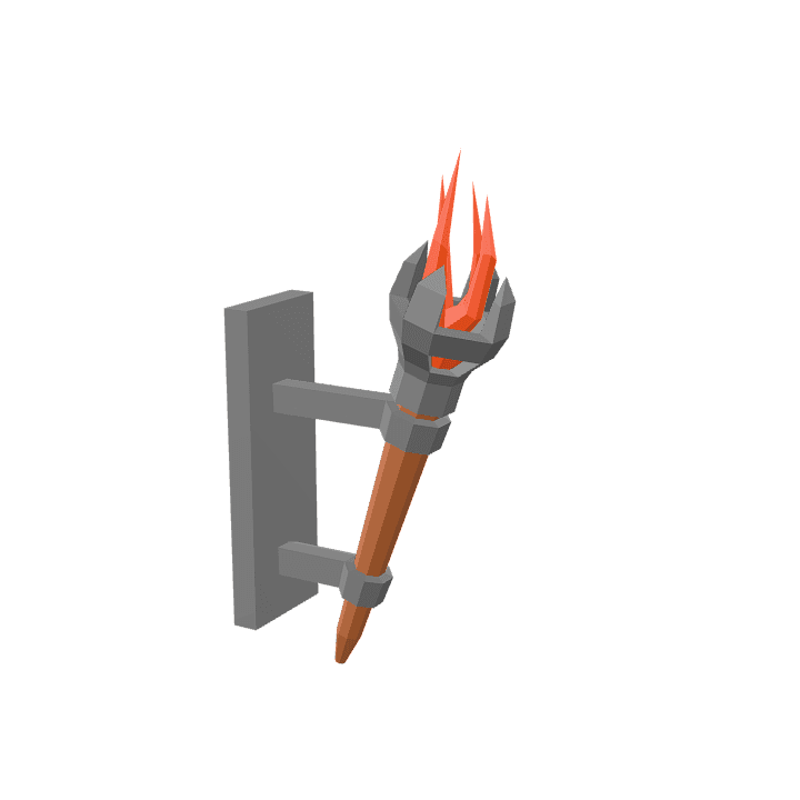 Wall-torch, Torch, Fire 3D model. Free for use. - Image 1