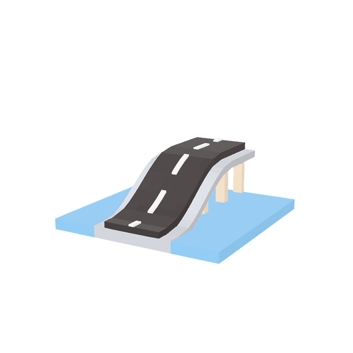 Street, Bridge-water-ramp, Road 3D model. Free for use.